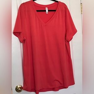 LuLaRoe Red Christy Short Sleeve V neck Tee shirt XXXL